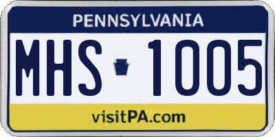 PA license plate MHS1005