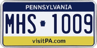 PA license plate MHS1009
