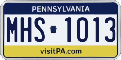 PA license plate MHS1013
