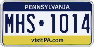 PA license plate MHS1014