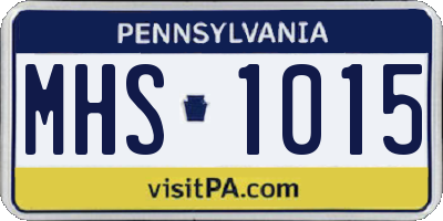 PA license plate MHS1015