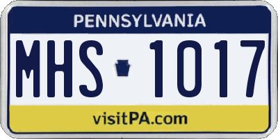 PA license plate MHS1017
