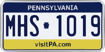 PA license plate MHS1019