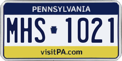 PA license plate MHS1021