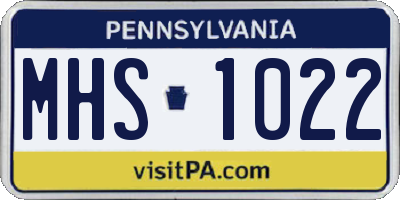 PA license plate MHS1022
