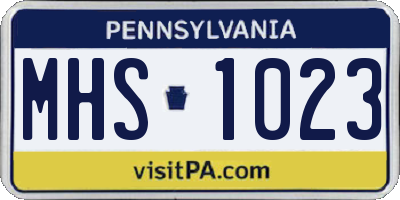 PA license plate MHS1023
