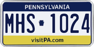 PA license plate MHS1024
