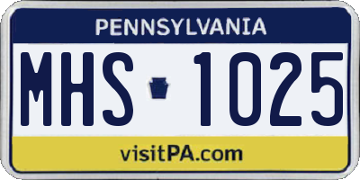 PA license plate MHS1025