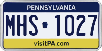 PA license plate MHS1027