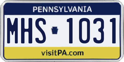 PA license plate MHS1031