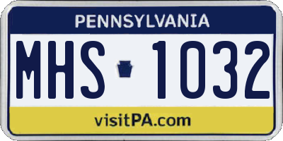 PA license plate MHS1032