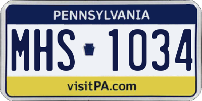 PA license plate MHS1034