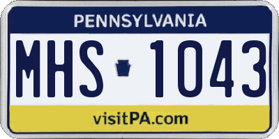 PA license plate MHS1043