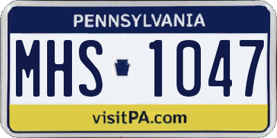 PA license plate MHS1047