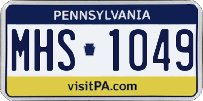 PA license plate MHS1049