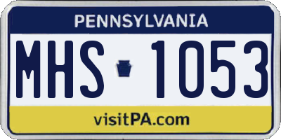 PA license plate MHS1053