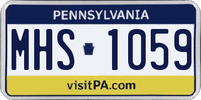 PA license plate MHS1059