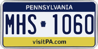 PA license plate MHS1060