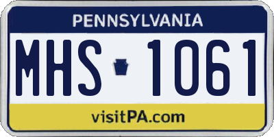 PA license plate MHS1061