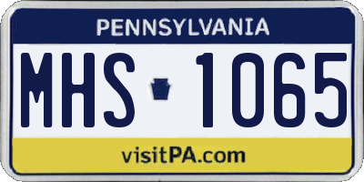 PA license plate MHS1065