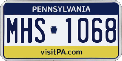 PA license plate MHS1068