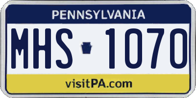 PA license plate MHS1070
