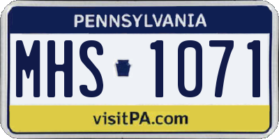 PA license plate MHS1071