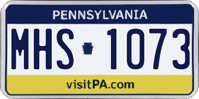 PA license plate MHS1073