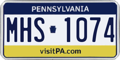 PA license plate MHS1074