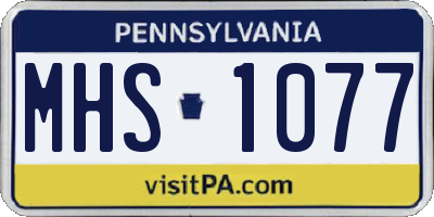 PA license plate MHS1077