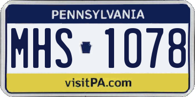 PA license plate MHS1078