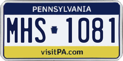 PA license plate MHS1081