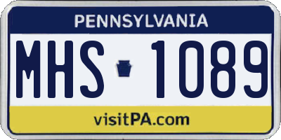 PA license plate MHS1089