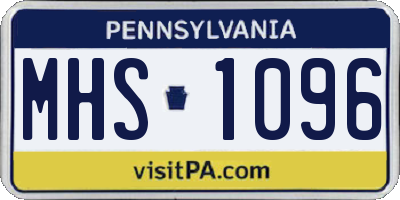 PA license plate MHS1096