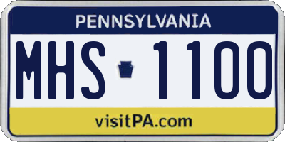 PA license plate MHS1100