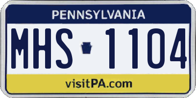 PA license plate MHS1104