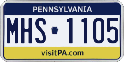 PA license plate MHS1105