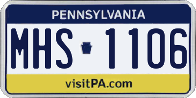 PA license plate MHS1106