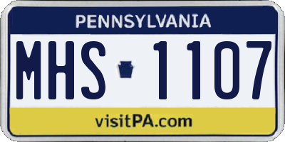 PA license plate MHS1107