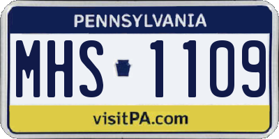 PA license plate MHS1109