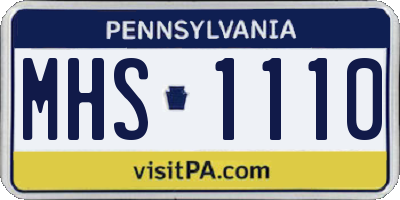 PA license plate MHS1110