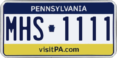 PA license plate MHS1111