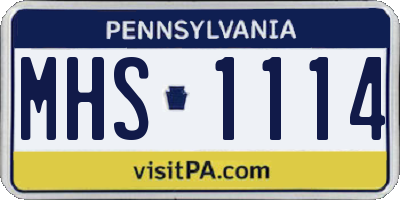 PA license plate MHS1114