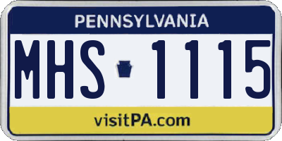 PA license plate MHS1115