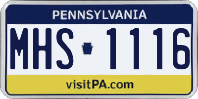 PA license plate MHS1116