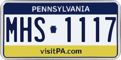 PA license plate MHS1117