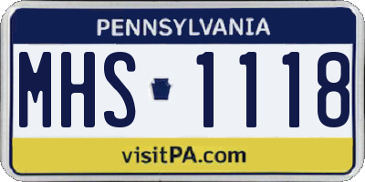 PA license plate MHS1118