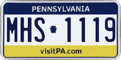 PA license plate MHS1119