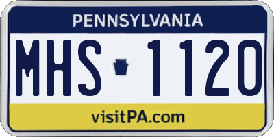 PA license plate MHS1120