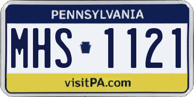 PA license plate MHS1121